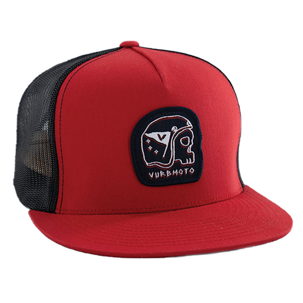 Skull Crusher Mesh Snapback Hat - Red / Black (200 Entries)
